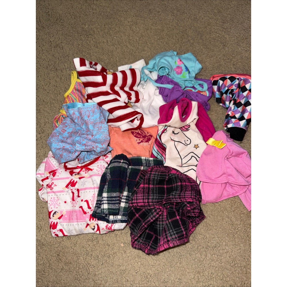 Mixed Lot 18 Inch Doll Clothes Accessories Unicorn Plaid Elf Holiday Outfits
